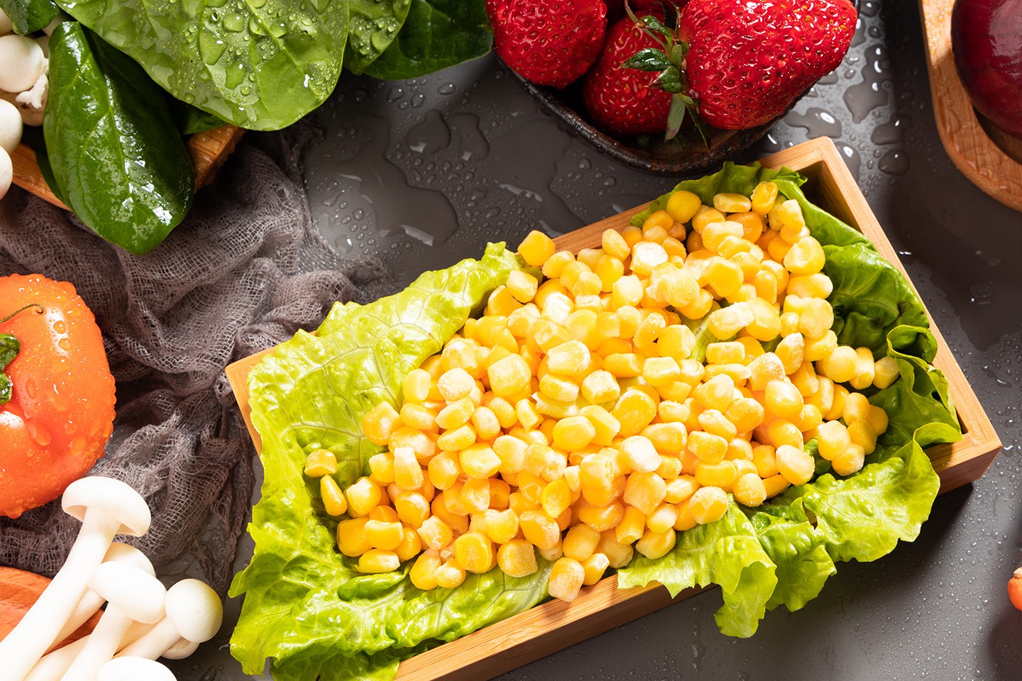 Quick frozen sweet corn kernels